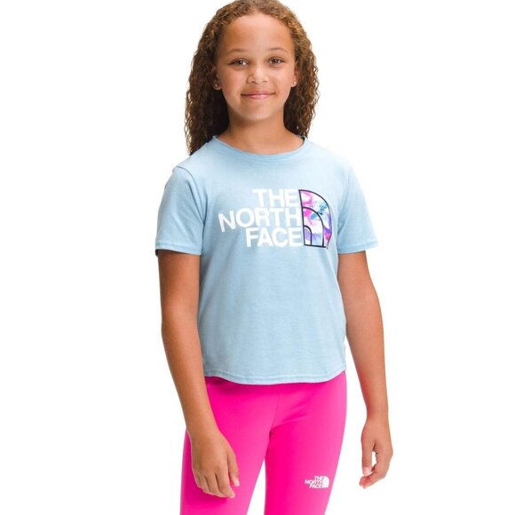 The North Face Girls Turquoise TNF Graphic Tee Size M 10/12 - Picture 1 of 8
